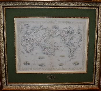 Гравированная карта мира (в проекции Меркатора)