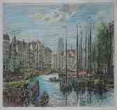Роттердам. Старый порт. Литография  1879 года !